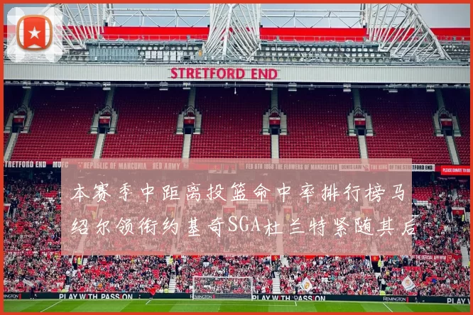 本赛季中距离投篮命中率排行榜马绍尔领衔约基奇SGA杜兰特紧随其后